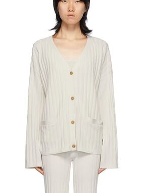 TOTEME Vinci Ribbed Boxy Cardigan Ivory